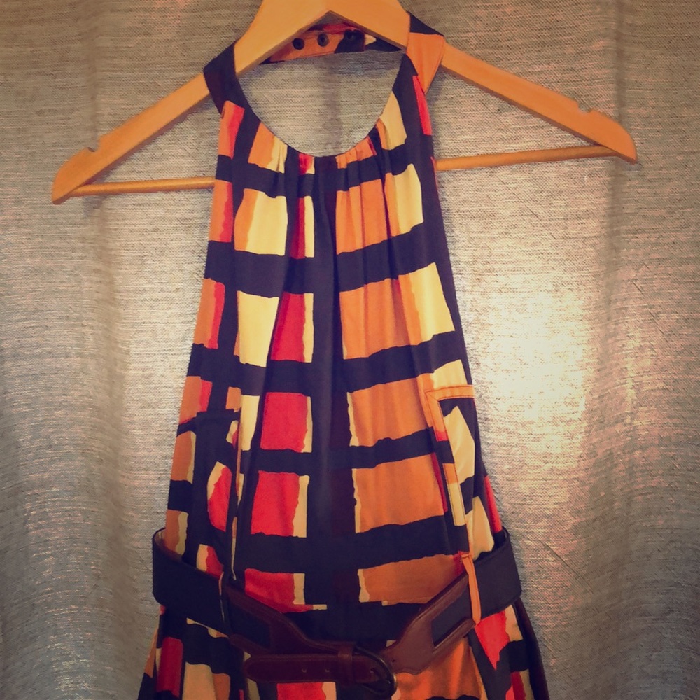 Geometric halter dress